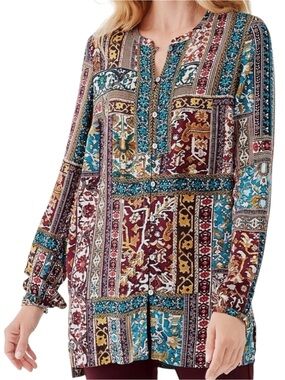 J. Jill Button Front Patchwork Tunic